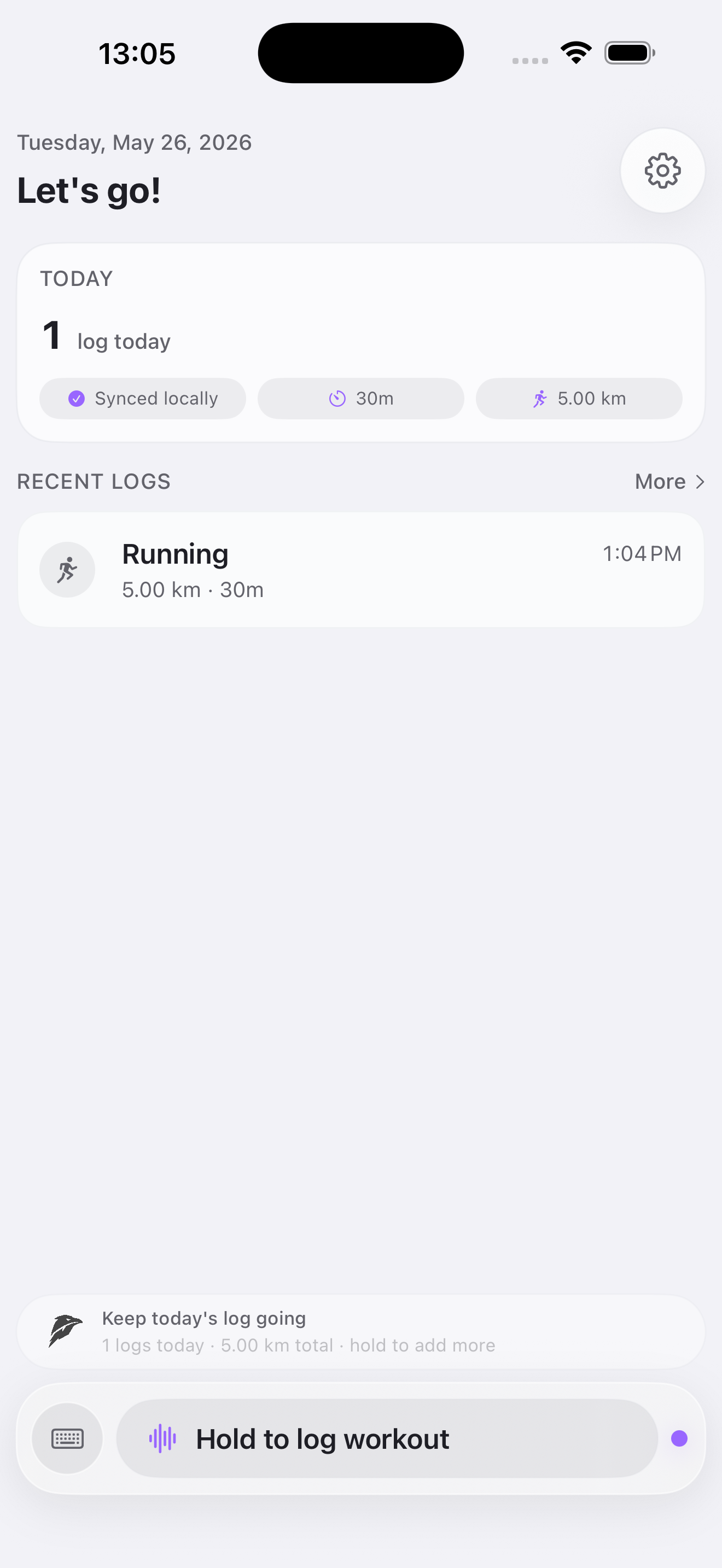 Munin Fit voice logging result screen